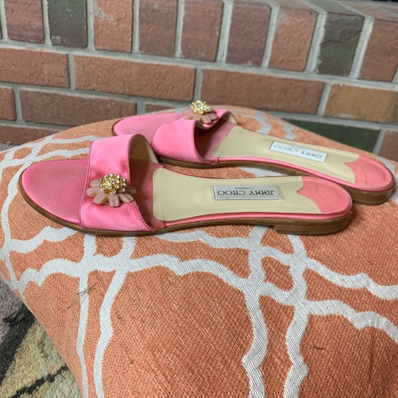 SOLD Jimmy Choo pink crystal flower slides - Picture 2 of 12